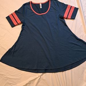 5/$20 Lularoe Perfect T Blue/salmon trim